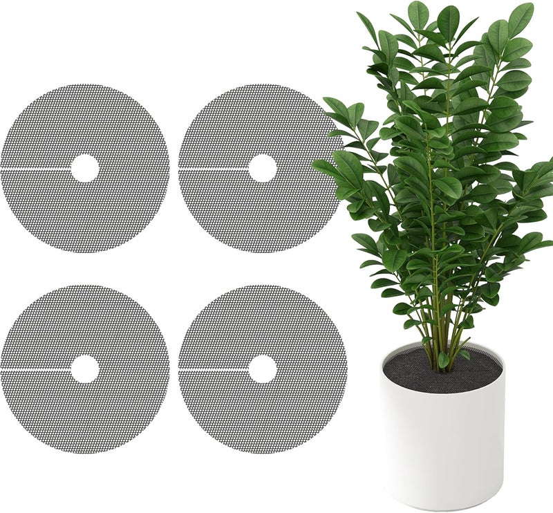 Adnee 4 Pcs 15.7 Inch Plant Pot Grids-Cuttable Plant Pot Soil Covers Protectors from Animals-Indoor Round Planter Pots Soil Guard for Outdoor Garden Plants Protection - Image 1